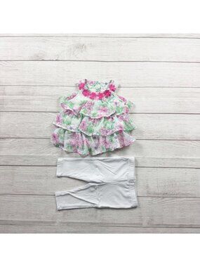 Kids Headquarters Baby Girl 2 Piece Outfit Floral Tunic Top Leggings 6-9 Months